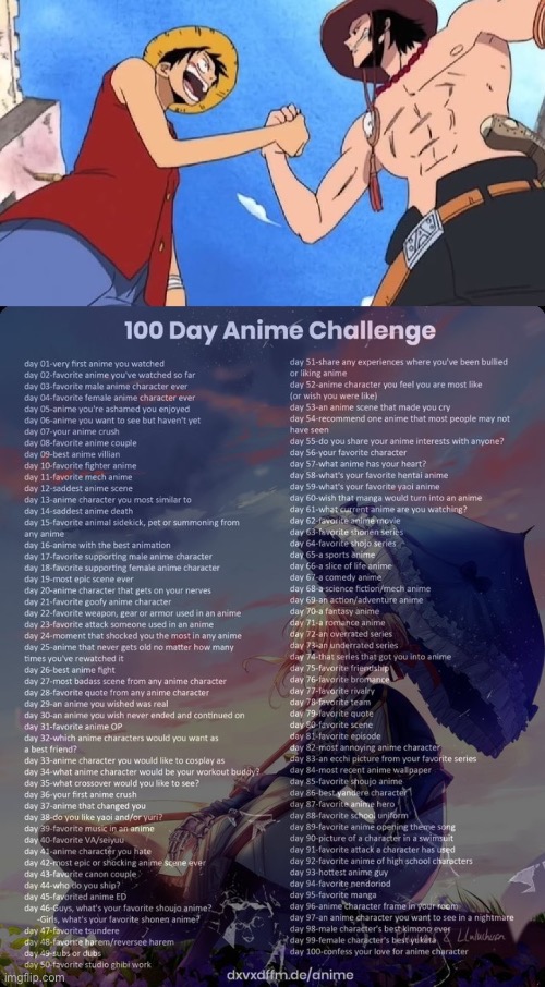 Day 75 | image tagged in luffy and ace,100 day anime challenge | made w/ Imgflip meme maker