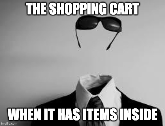 The Invisible Man | THE SHOPPING CART WHEN IT HAS ITEMS INSIDE | image tagged in the invisible man | made w/ Imgflip meme maker