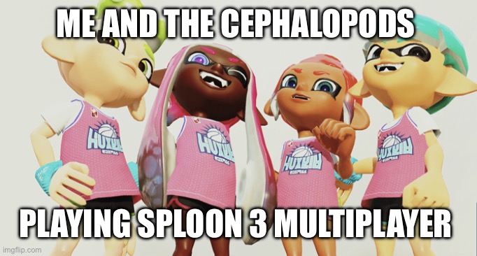 Splatoon 3 me and the cephalopods | ME AND THE CEPHALOPODS; PLAYING SPLOON 3 MULTIPLAYER | image tagged in splatoon 3 me and the cephalopods | made w/ Imgflip meme maker