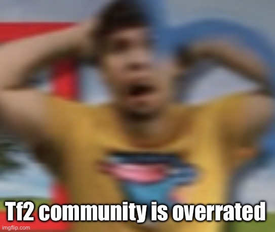 Mrbeast shocked | Tf2 community is overrated | image tagged in mrbeast shocked | made w/ Imgflip meme maker