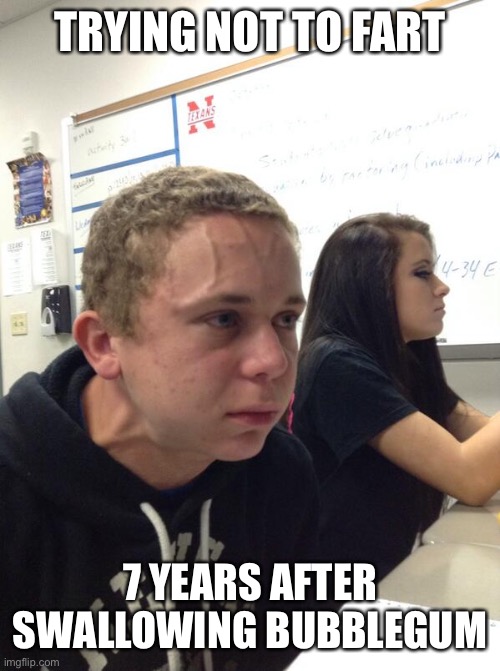 Hold fart | TRYING NOT TO FART 7 YEARS AFTER SWALLOWING BUBBLEGUM | image tagged in hold fart | made w/ Imgflip meme maker