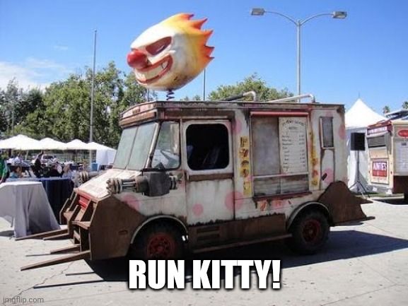 sweet tooth | RUN KITTY! | image tagged in sweet tooth | made w/ Imgflip meme maker