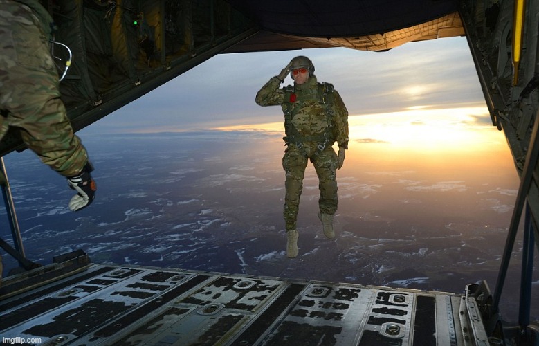 soldier salute midair | image tagged in soldier salute midair | made w/ Imgflip meme maker