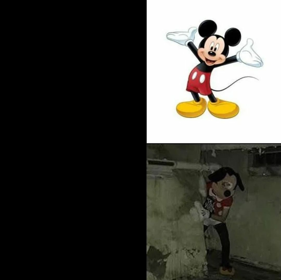 High Quality Mickey Mouse and Creepy Mickey Mouse Blank Meme Template