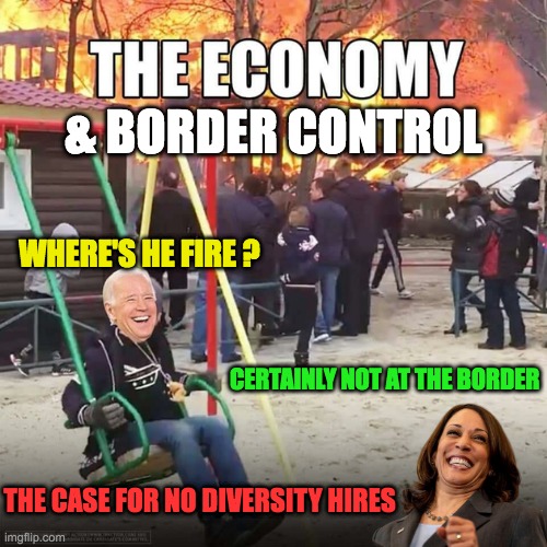 Put these two out to Pasture already | & BORDER CONTROL; WHERE'S HE FIRE ? CERTAINLY NOT AT THE BORDER; THE CASE FOR NO DIVERSITY HIRES | made w/ Imgflip meme maker