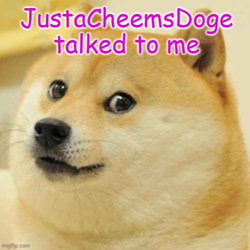 Doge | JustaCheemsDoge talked to me | image tagged in memes,doge | made w/ Imgflip meme maker