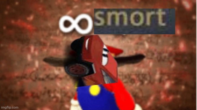 An improved version of my Infinite Smort template | image tagged in infinite smort,i am smort,infinite iq,cars,lightning mcqueen,mario | made w/ Imgflip meme maker