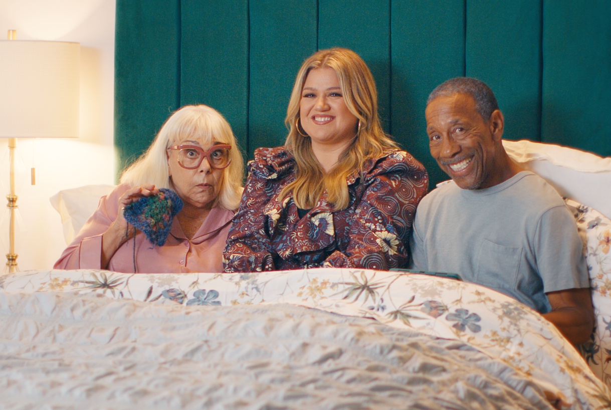 Wayfair Kelly Clarkson commercial with old couple in bed Blank Meme Template
