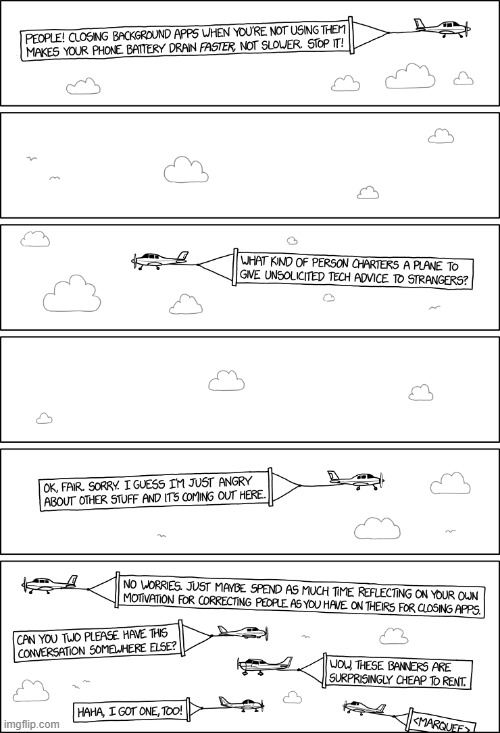 1965 - Background Apps (March 9th, 2018) | image tagged in xkcd,funny,planes,background,comics,comics/cartoons | made w/ Imgflip meme maker