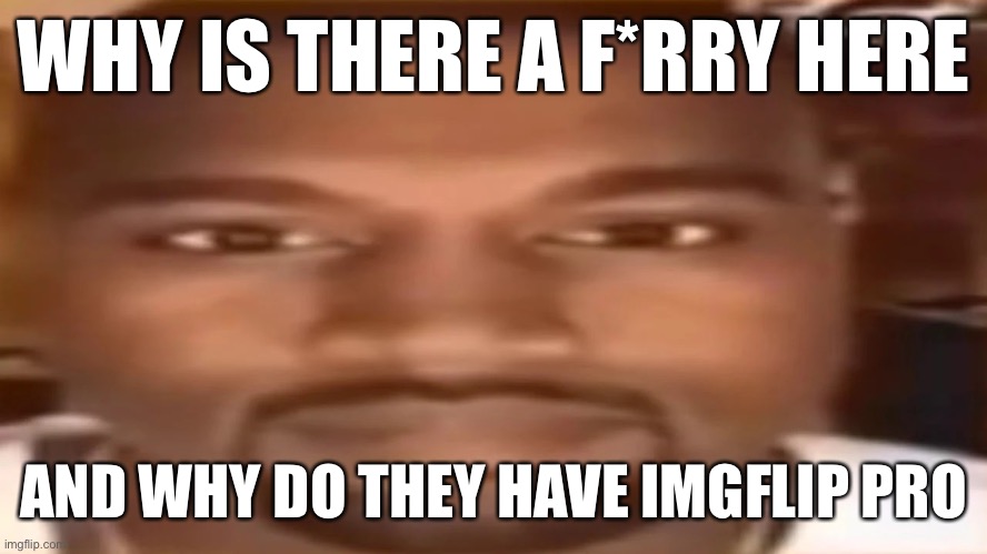 help | WHY IS THERE A F*RRY HERE; AND WHY DO THEY HAVE IMGFLIP PRO | image tagged in kanye west staring | made w/ Imgflip meme maker