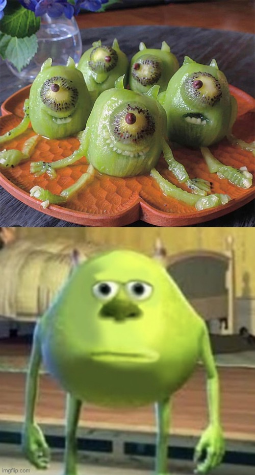 Why does it look like Mike Wazowski | image tagged in mike wazowski face swap,gross,food,wtf,memes,mike wazowski | made w/ Imgflip meme maker