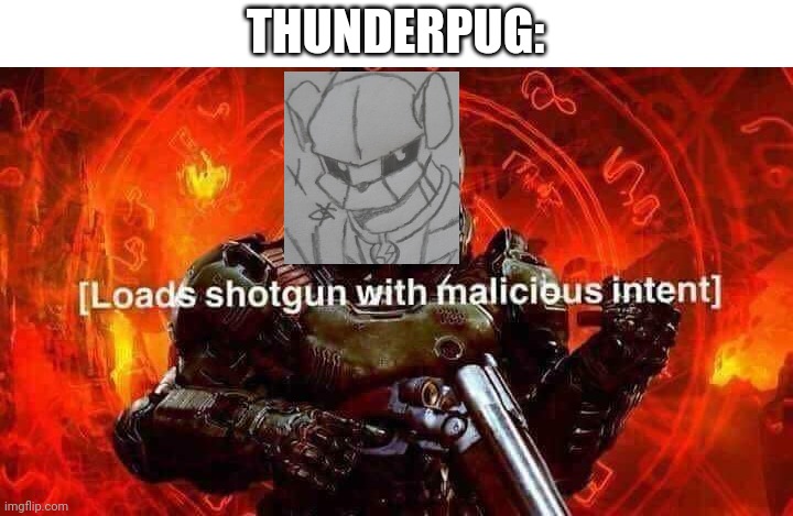 Loads shotgun with malicious intent | THUNDERPUG: | image tagged in loads shotgun with malicious intent | made w/ Imgflip meme maker