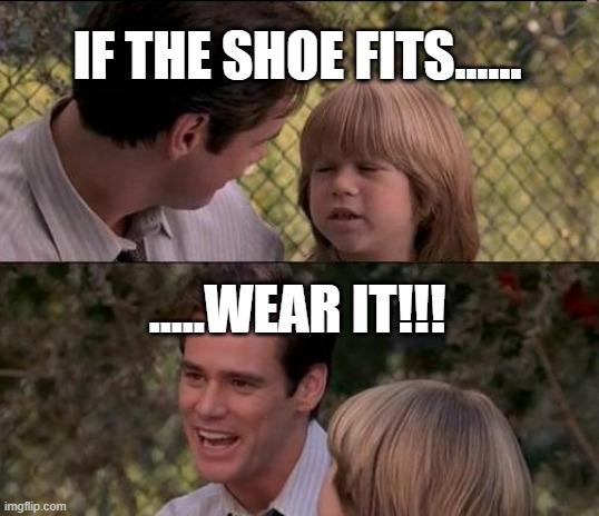 That's Just Something X Say | IF THE SHOE FITS...... .....WEAR IT!!! | image tagged in memes,that's just something x say | made w/ Imgflip meme maker