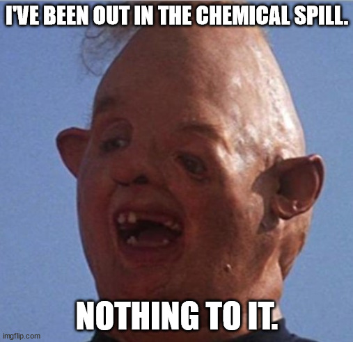 Big Spill |  I'VE BEEN OUT IN THE CHEMICAL SPILL. NOTHING TO IT. | image tagged in biden admin,media,incompetence | made w/ Imgflip meme maker