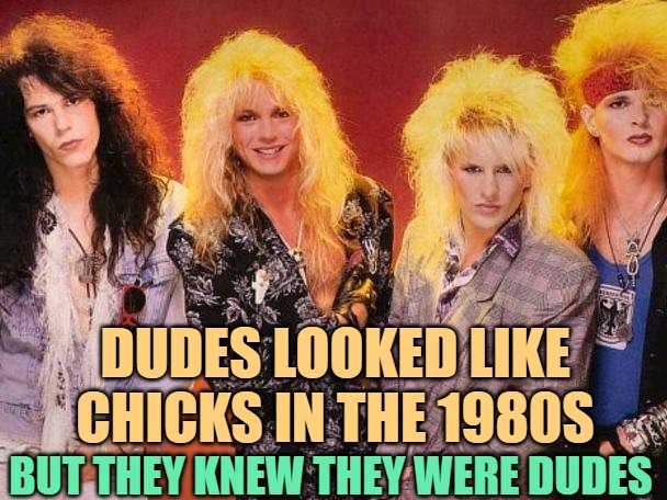 Poison | DUDES LOOKED LIKE CHICKS IN THE 1980S BUT THEY KNEW THEY WERE DUDES | image tagged in poison | made w/ Imgflip meme maker