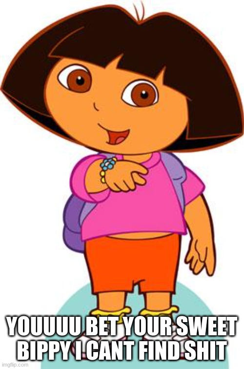 Dora | YOUUUU BET YOUR SWEET BIPPY I CANT FIND SHIT | image tagged in dora | made w/ Imgflip meme maker