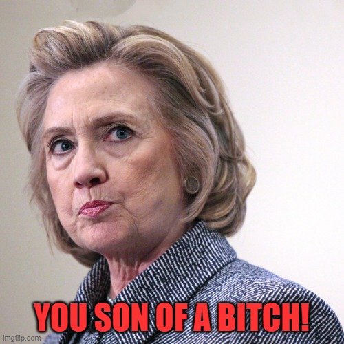 hillary clinton pissed | YOU SON OF A BITCH! | image tagged in hillary clinton pissed | made w/ Imgflip meme maker
