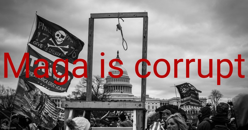 Capitol Hill riot gallows | Maga is corrupt | image tagged in capitol hill riot gallows | made w/ Imgflip meme maker