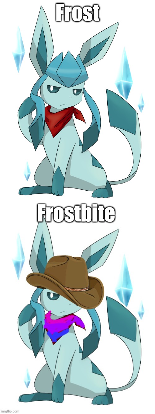 Frost; Frostbite | image tagged in glaceon bandana | made w/ Imgflip meme maker