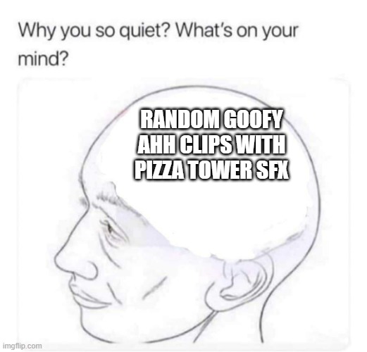 aka pizza tower humor | RANDOM GOOFY AHH CLIPS WITH PIZZA TOWER SFX | image tagged in what's on your mind | made w/ Imgflip meme maker