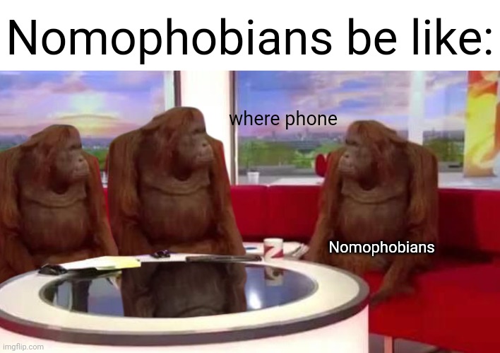 No, I do not mean by Homophobia | Nomophobians be like:; where phone; Nomophobians | image tagged in where monkey,phobia,nomophobia,phone | made w/ Imgflip meme maker