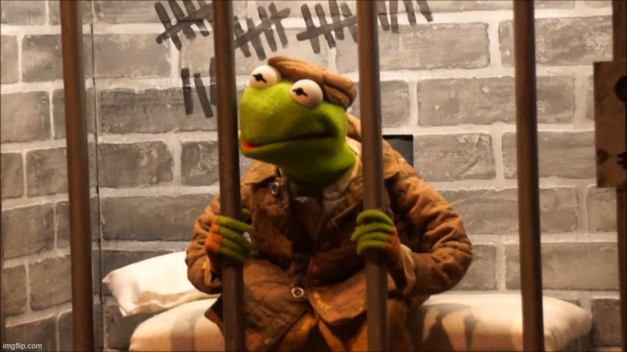 Kermit in jail | image tagged in kermit in jail | made w/ Imgflip meme maker