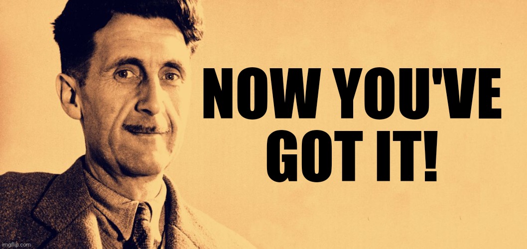 George Orwell | NOW YOU'VE GOT IT! | image tagged in george orwell | made w/ Imgflip meme maker
