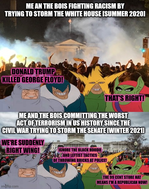 ME AN THE BOIS FIGHTING RACISM BY TRYING TO STORM THE WHITE HOUSE [SUMMER 2020] ME AND THE BOIS COMMITTING THE WORST ACT OF TERRORISM IN US  | image tagged in jan 6th | made w/ Imgflip meme maker