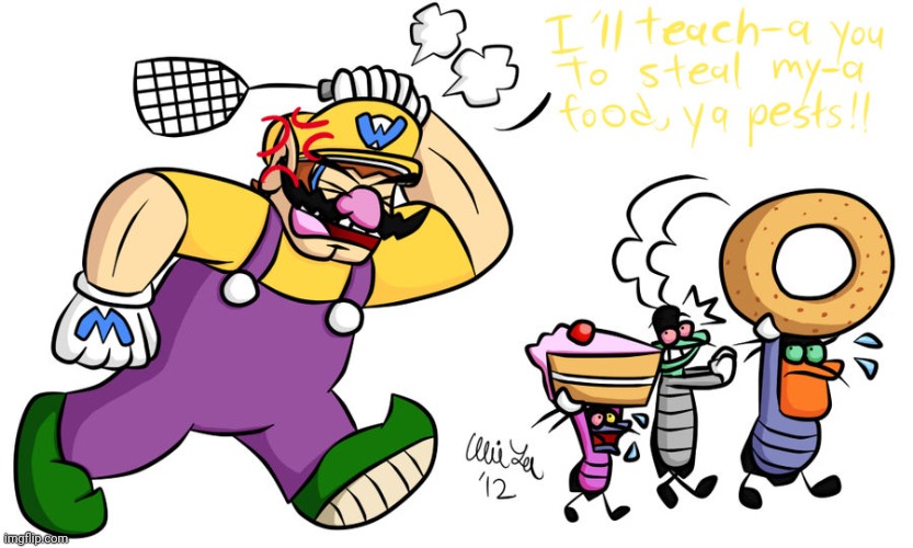 Wario and the Cockroaches (Art by Katonator) | image tagged in art,oggy and the cockoraches,cockroach,wario,crossover,oggy | made w/ Imgflip meme maker
