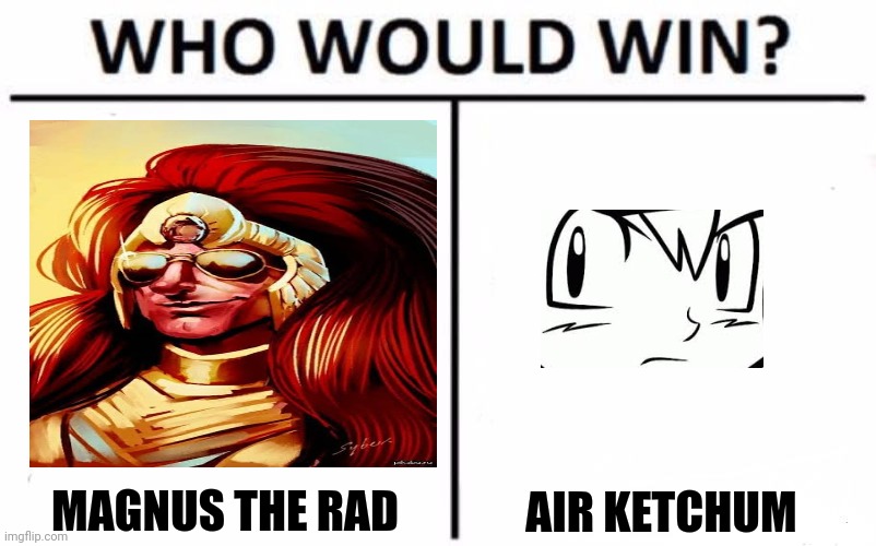 Who Would Win? Meme | MAGNUS THE RAD; AIR KETCHUM | image tagged in memes,air,magical | made w/ Imgflip meme maker