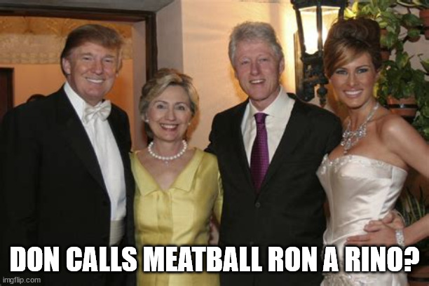 Don VS Ron | DON CALLS MEATBALL RON A RINO? | image tagged in trump hypocrisy,rino,meatball ron,donald trump,loser,liar | made w/ Imgflip meme maker