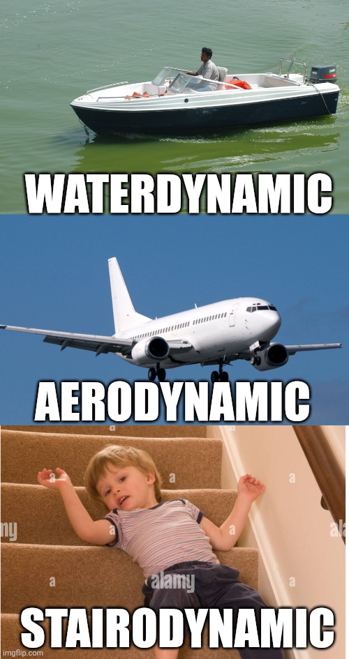 Insert clever and intelligent titles here | WATERDYNAMIC; AERODYNAMIC; STAIRODYNAMIC | image tagged in funny,childhood | made w/ Imgflip meme maker