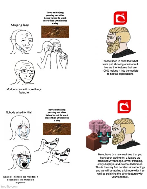 image tagged in chad we know,soyboy vs yes chad,minecraft,mojang,memes,gaming | made w/ Imgflip meme maker