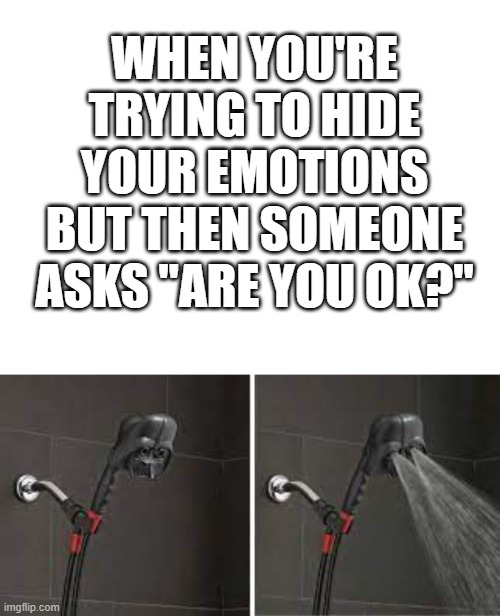 depression be like | WHEN YOU'RE TRYING TO HIDE YOUR EMOTIONS BUT THEN SOMEONE ASKS "ARE YOU OK?" | image tagged in memes | made w/ Imgflip meme maker