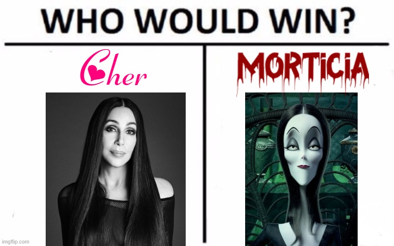 Seriously, How Could You Even Tell Them Apart? | Cher | image tagged in memes,who would win,addams family,morticia,cher,bono | made w/ Imgflip meme maker