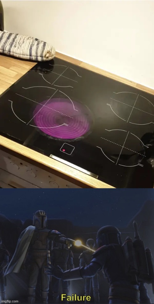 This cooktop that has misaligned heating coils | image tagged in pre vizsla failure,failure,star wars,you had one job,memes,design fails | made w/ Imgflip meme maker