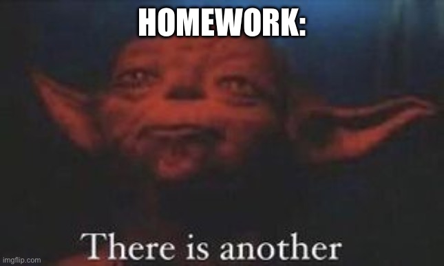 yoda there is another | HOMEWORK: | image tagged in yoda there is another | made w/ Imgflip meme maker