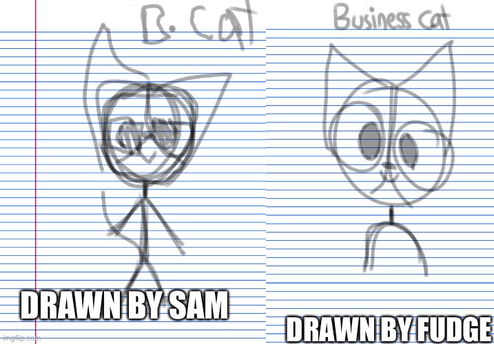 Sam isn’t too used to paws yet… | DRAWN BY SAM; DRAWN BY FUDGE | image tagged in lol | made w/ Imgflip meme maker