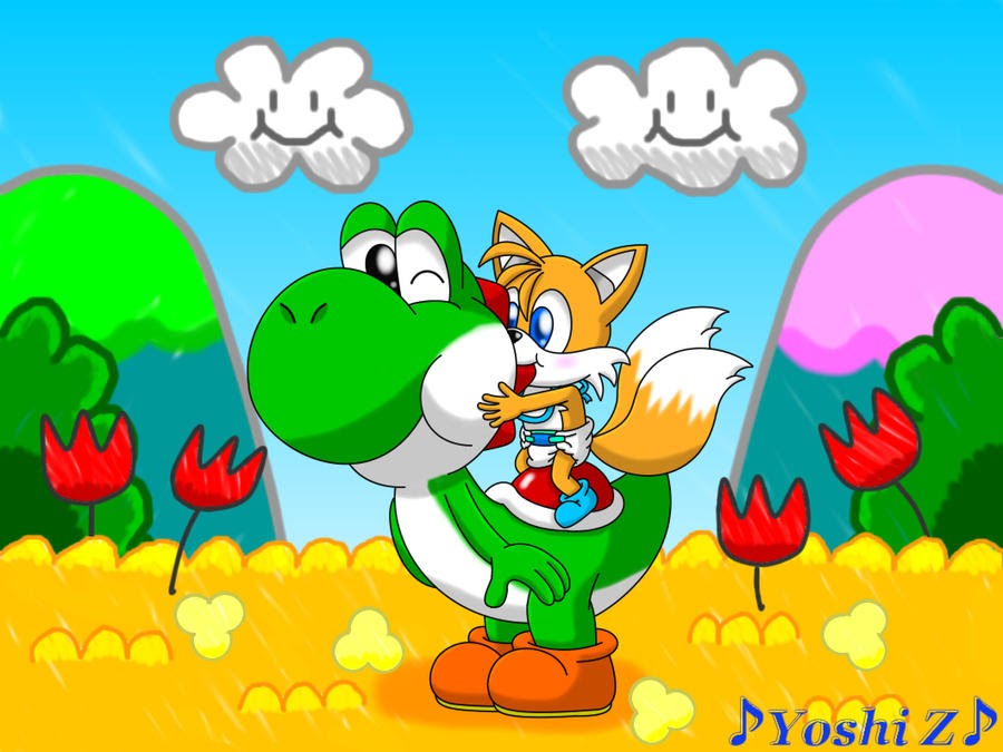 Meet the Yoshi & baby Tails Blank Meme Template