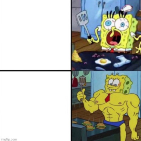 weak spongebob vs strong spongebob Blank Meme Template