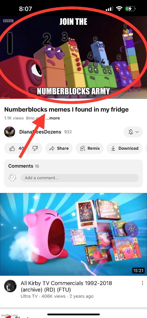 One of my Numberblock memes was in a video!!!1!11!1!! | image tagged in memes,youtube | made w/ Imgflip meme maker
