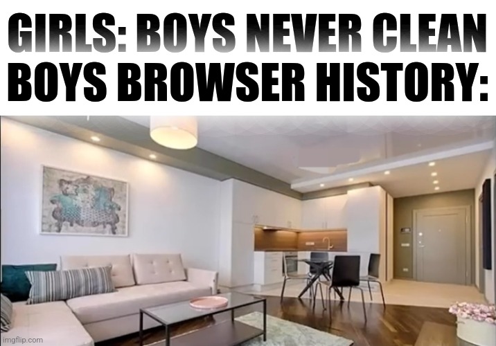 True | GIRLS: BOYS NEVER CLEAN
BOYS BROWSER HISTORY: | image tagged in memes | made w/ Imgflip meme maker