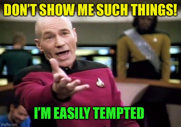 startrek | DON’T SHOW ME SUCH THINGS! I’M EASILY TEMPTED | image tagged in startrek | made w/ Imgflip meme maker
