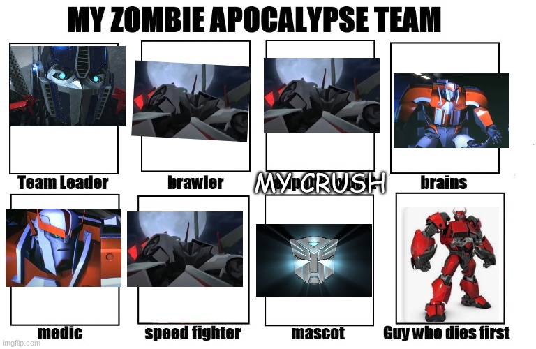 My Zombie Apocalypse Team | MY CRUSH | image tagged in my zombie apocalypse team | made w/ Imgflip meme maker