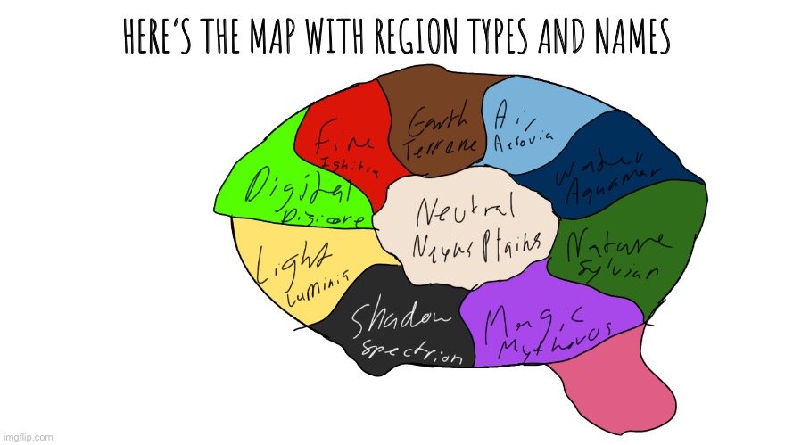 Erethorbs Map Updated | HERE’S THE MAP WITH REGION TYPES AND NAMES | image tagged in erethorbs | made w/ Imgflip meme maker