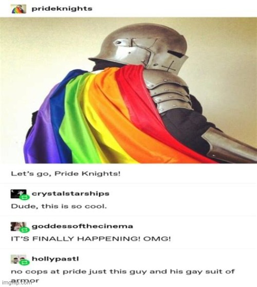 BTW yall I have a pride knight outfit so if ya wanna see it tell me | made w/ Imgflip meme maker