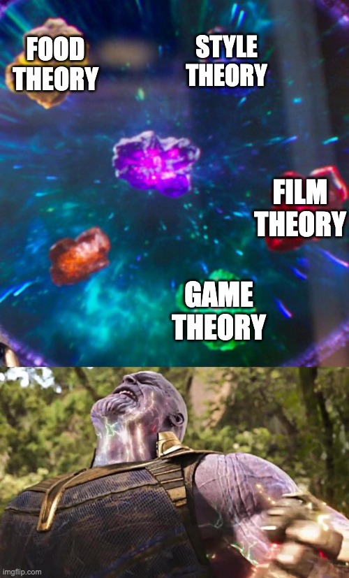 Thanos Infinity Stones | FOOD THEORY STYLE THEORY GAME THEORY FILM THEORY | image tagged in thanos infinity stones | made w/ Imgflip meme maker