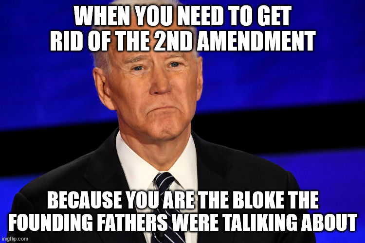 WHEN YOU NEED TO GET RID OF THE 2ND AMENDMENT; BECAUSE YOU ARE THE BLOKE THE FOUNDING FATHERS WERE TALIKING ABOUT | made w/ Imgflip meme maker