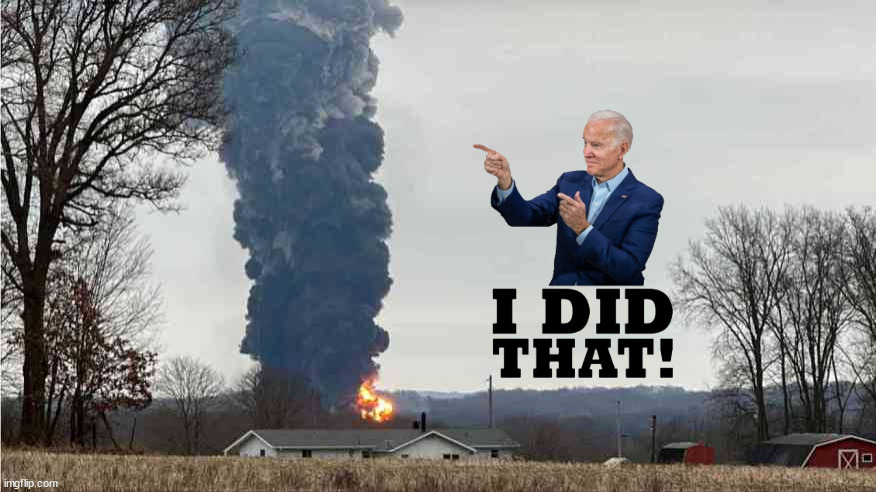 Ok, I know.  You don't need to explain it to me.  Biden did not do that but he and his administration are doing nothing about it | image tagged in east palistine fire,mustard gas poisoning,killing off the surplus population | made w/ Imgflip meme maker