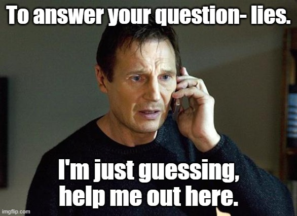 Liam Neeson Taken 2 Meme | To answer your question- lies. I'm just guessing, help me out here. | image tagged in memes,liam neeson taken 2 | made w/ Imgflip meme maker